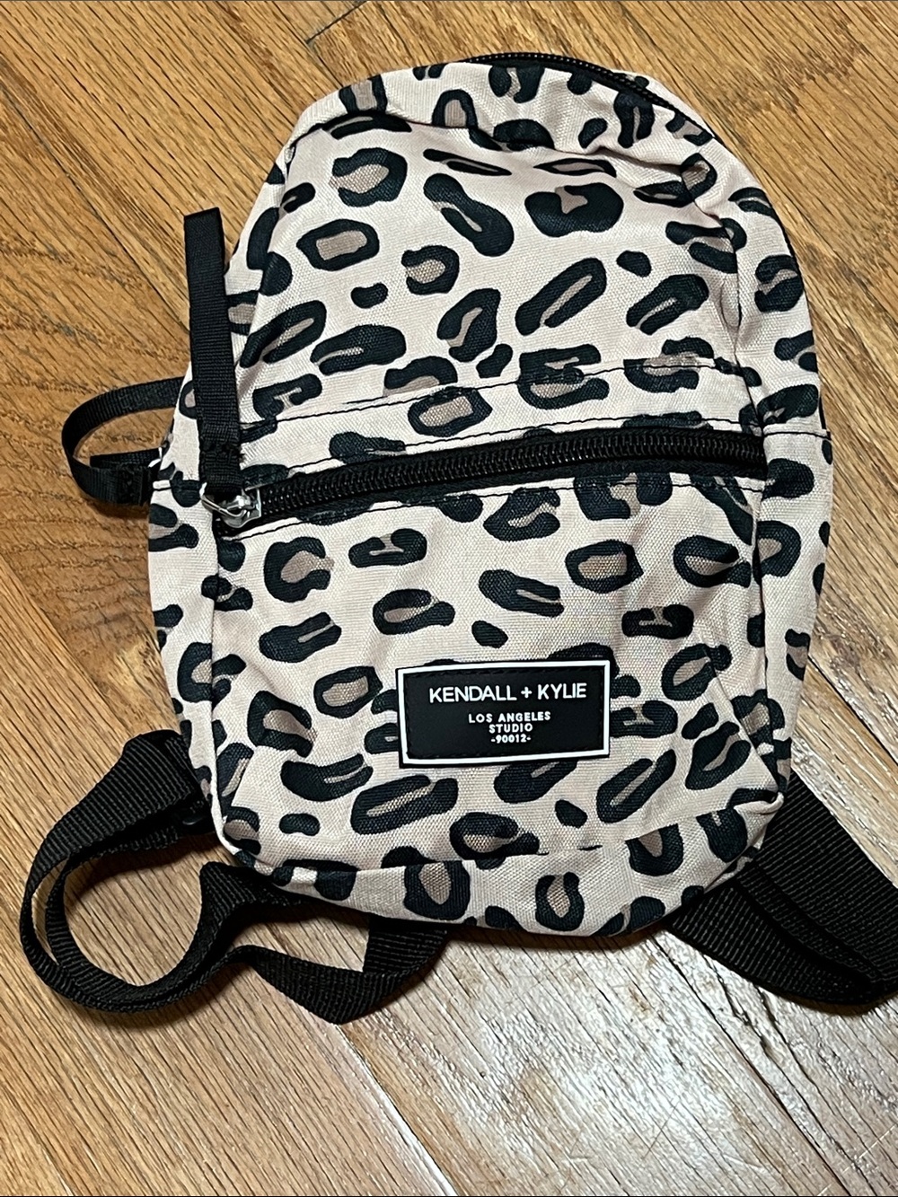 Kendall & Kylie Leopard-Print Mini Backpack in Beige and Black